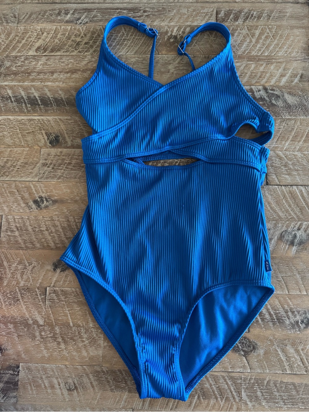 Abercrombie Kids - Blue Ribbed One-Piece Swimsuit with Cutout